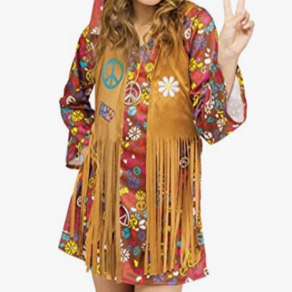 PEACE AND LOVE ❤️ HIPPIE CHILD DRESS COSTUME SIZE MEDIUM 🌟NWOT🌟 - Picture 12 of 13